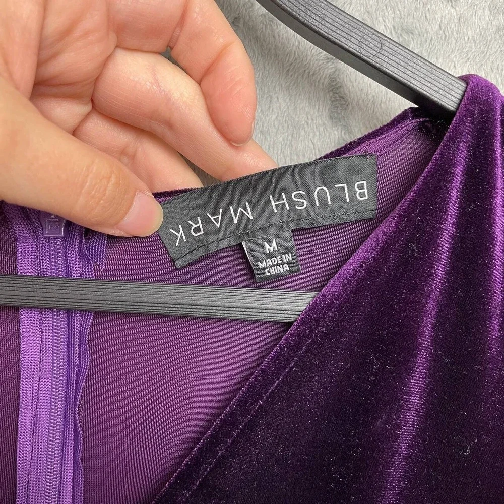 Whimsigoth‎ Purple Velvet Maxi Dress Medium Fairy Witchy Dark Romantic Gothic